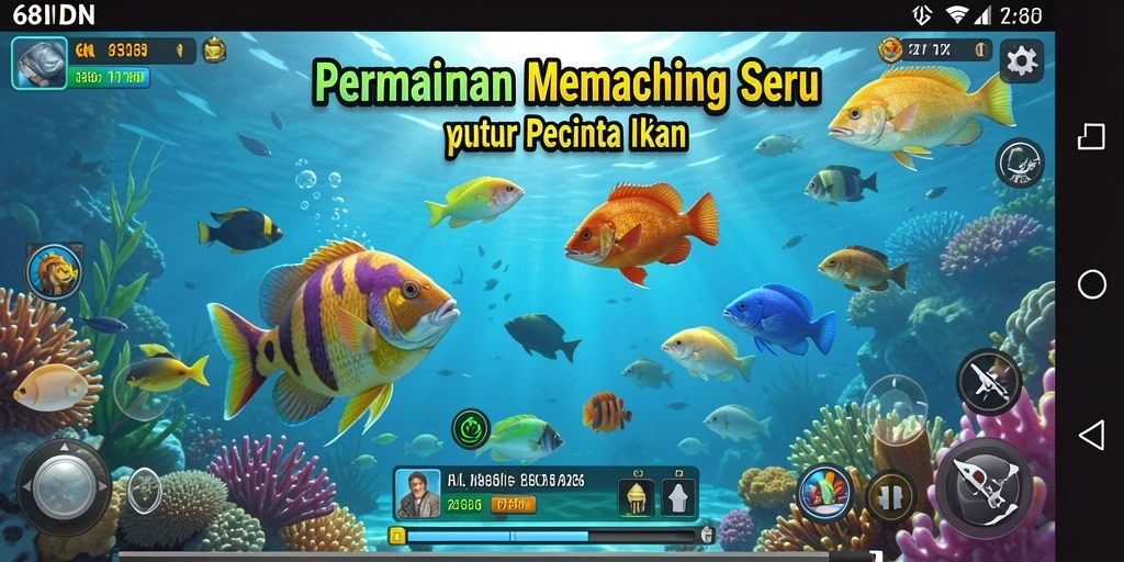 Screenshot dari gameplay 68IDN yang menunjukkan aksi memancing yang seru.