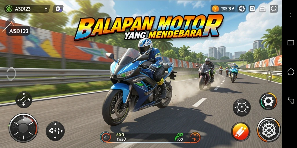 Tangkapan layar menunjukkan balapan motor yang mendebarkan dengan grafis yang menakjubkan.