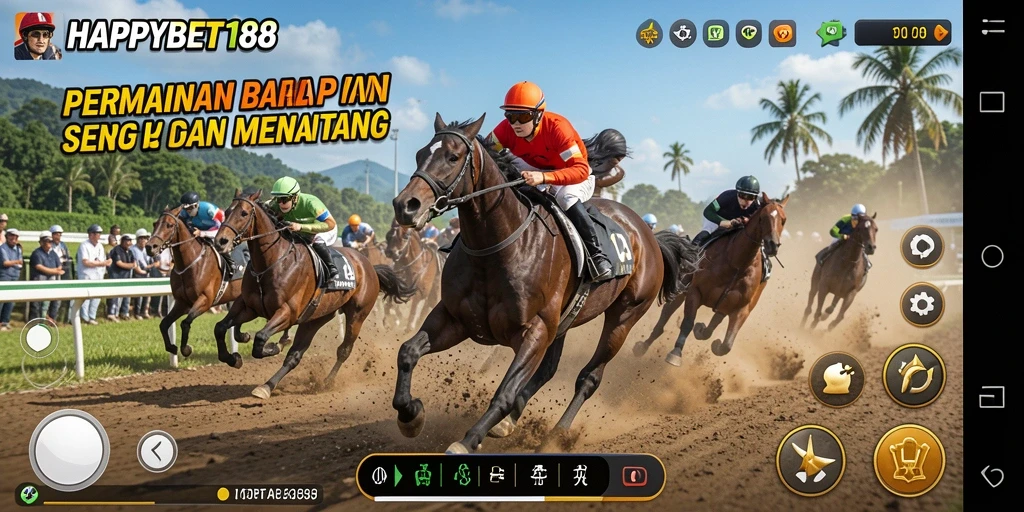 Tampilan gameplay balapan seru di <strong>HAPPYBET188</strong> dengan grafis menawan.