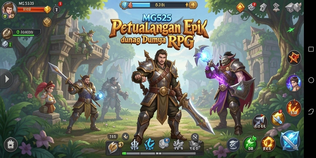 Screenshot gameplay MG525 menunjukkan aksi petualangan RPG yang mendebarkan.