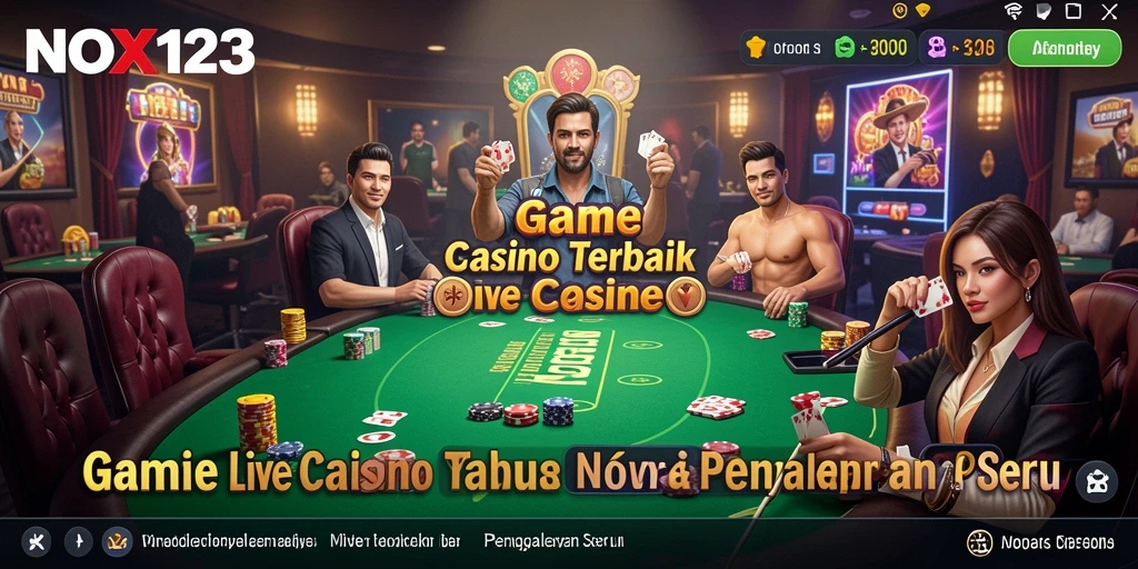 Screenshot NOX123 menampilkan dealer profesional dan permainan yang menarik.