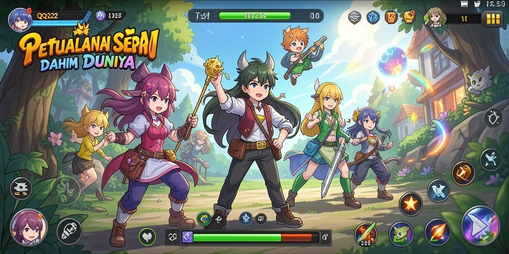 Gameplay seru dalam QQ222 dengan karakter anime favorit.