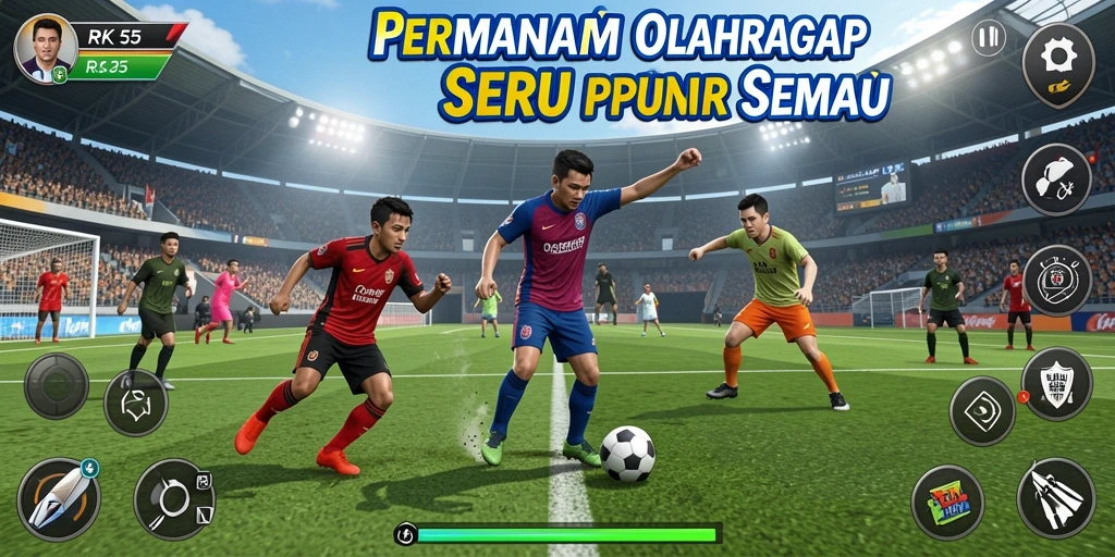 Tangkapan layar menampilkan antusiasme gameplay olahraga RK55.