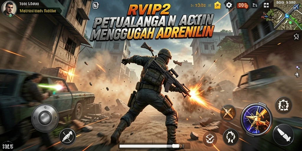 Tangkapan layar gameplay <strong>RVIP2</strong> menunjukkan pertempuran yang mendebarkan dan aksi yang intens.