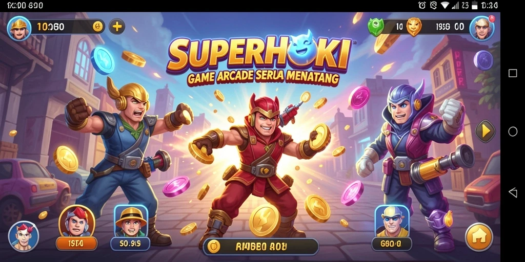 Screenshot menampilkan gameplay seru dalam SUPERHOKI.